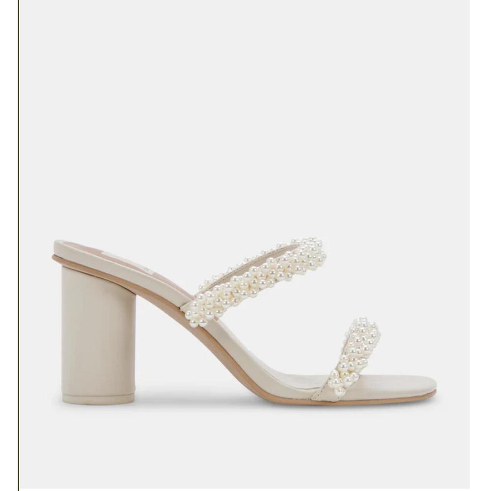 Gianvito Rossi Cream Pearl Embellished Heels
